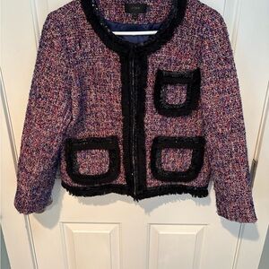 J. Crew Women’s Multicolor Tweed Lady Jacket with Black Sequin Accents Size 12